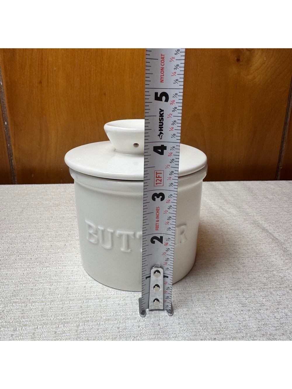 Vintage White Ceramic Butter Crock With Lid Countertop Butter Keeper - Picture 7 of 7